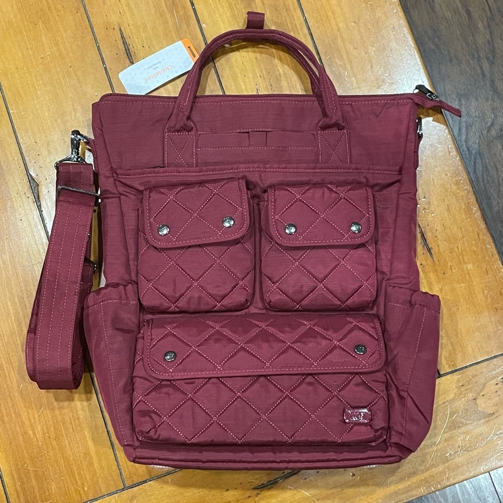 lug Quilted Tote Bag in Burgundy